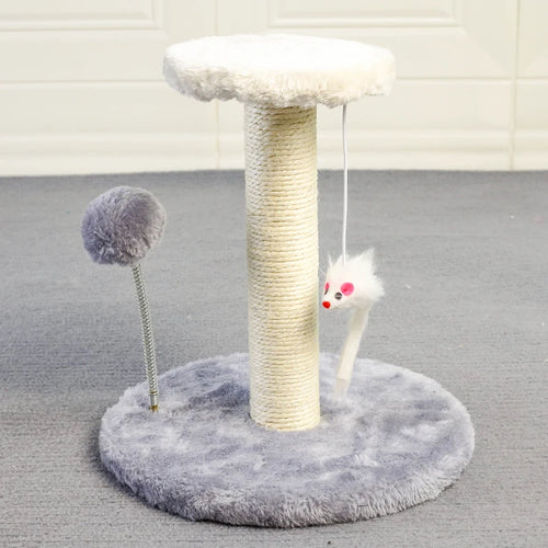 Cat Tree Tower with Scratching Post — Interactive Ball & Plush Mouse Toy