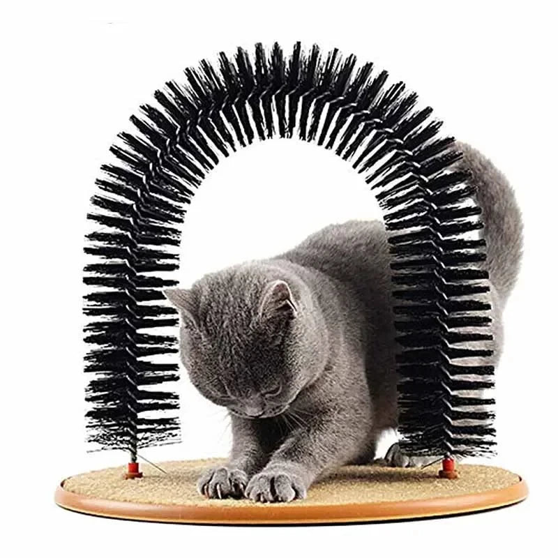 Arch Cat Scratcher & Self-Groomer — Wall-Mounted Massage Board with Brush