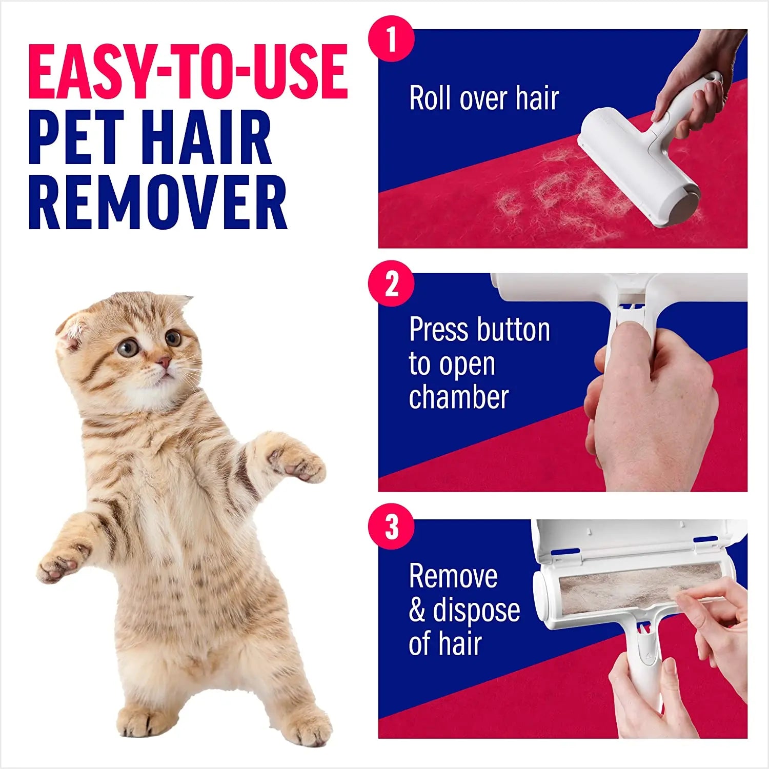 Self-Cleaning Pet Hair Roller — Reusable Fur Remover for Furniture & Clothing