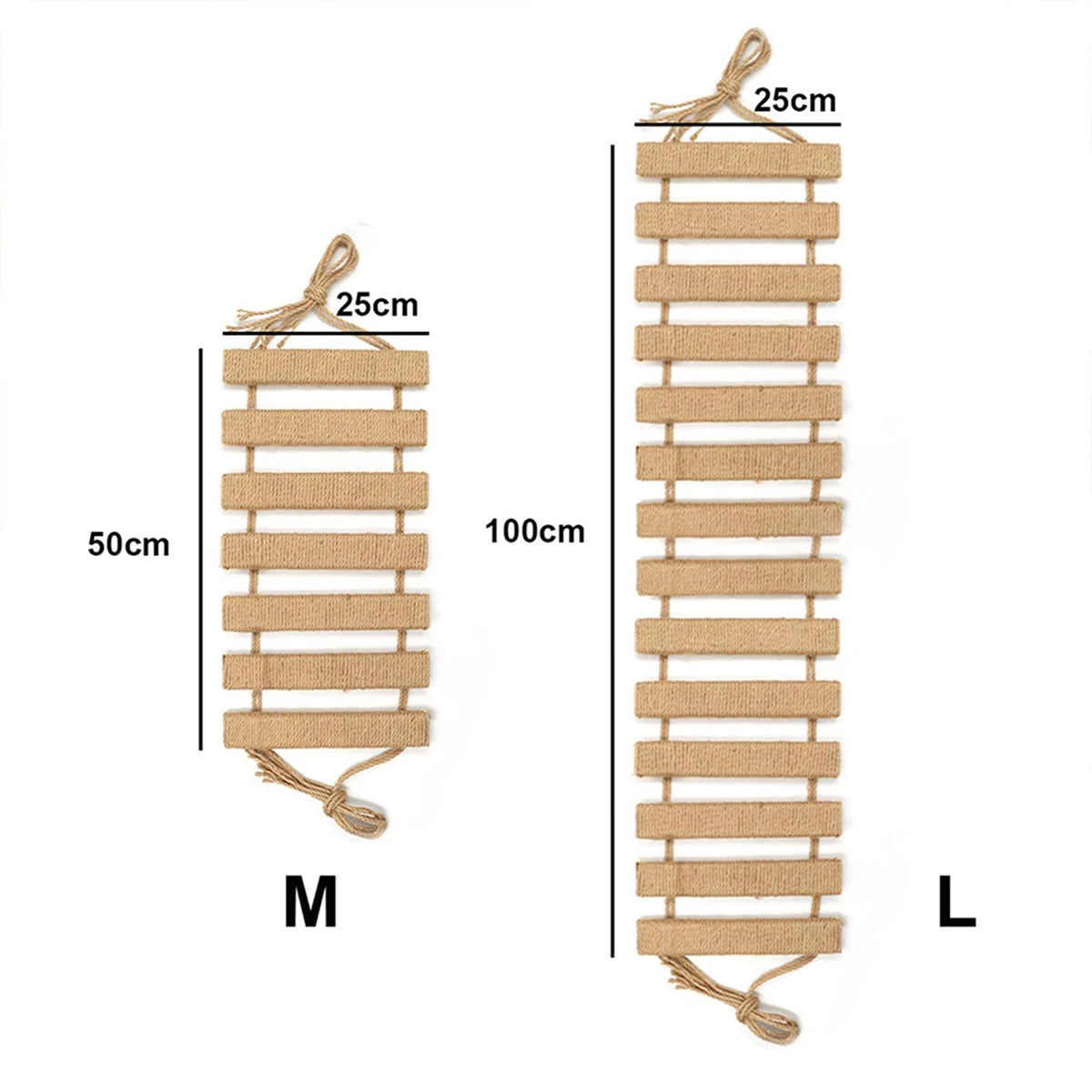 Sisal Rope Cat Climbing Bridge — Wooden Cat Tree Ladder for Cage or Room Use