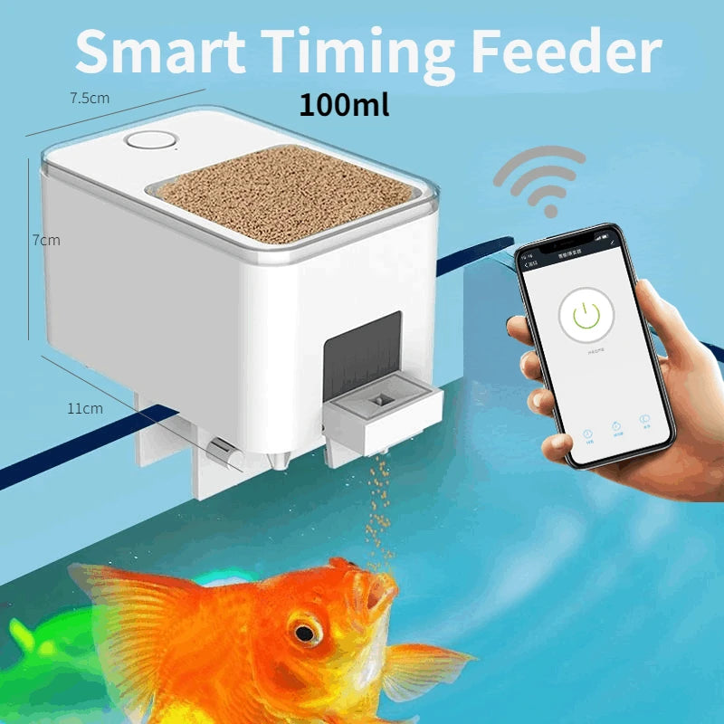 Smart WiFi Aquarium Fish Feeder — App-Controlled Automatic Timer with Voice Command