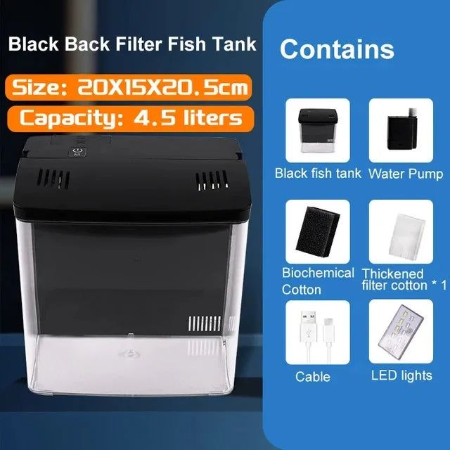 Self-Circulating Goldfish Tank — Tabletop Aquarium with Optional Heater
