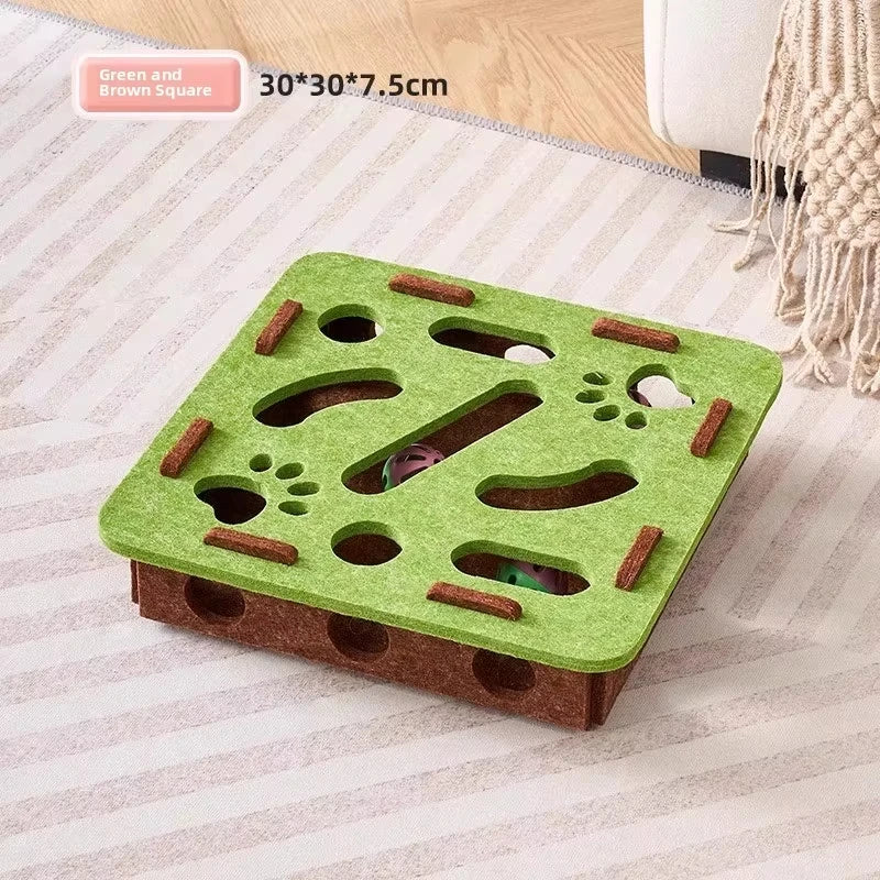 Felt Puzzle Box Cat Toy — Interactive Treat & Ball Game for Indoor Cats