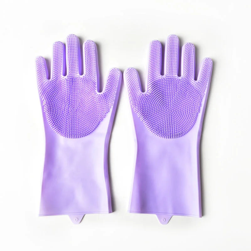 Silicone Bathing Gloves — Multi-Functional Shampoo Scrubber for Dogs & Cats