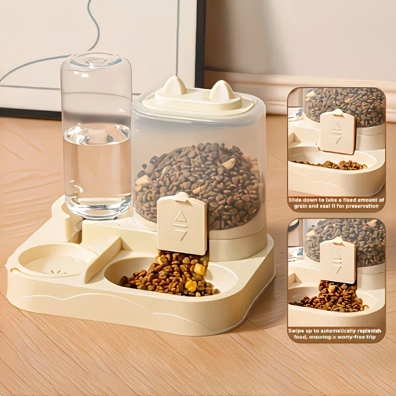 2-in-1 Large Pet Feeder & Water Dispenser — Dry-Wet Separation Bowl for Cats & Dogs