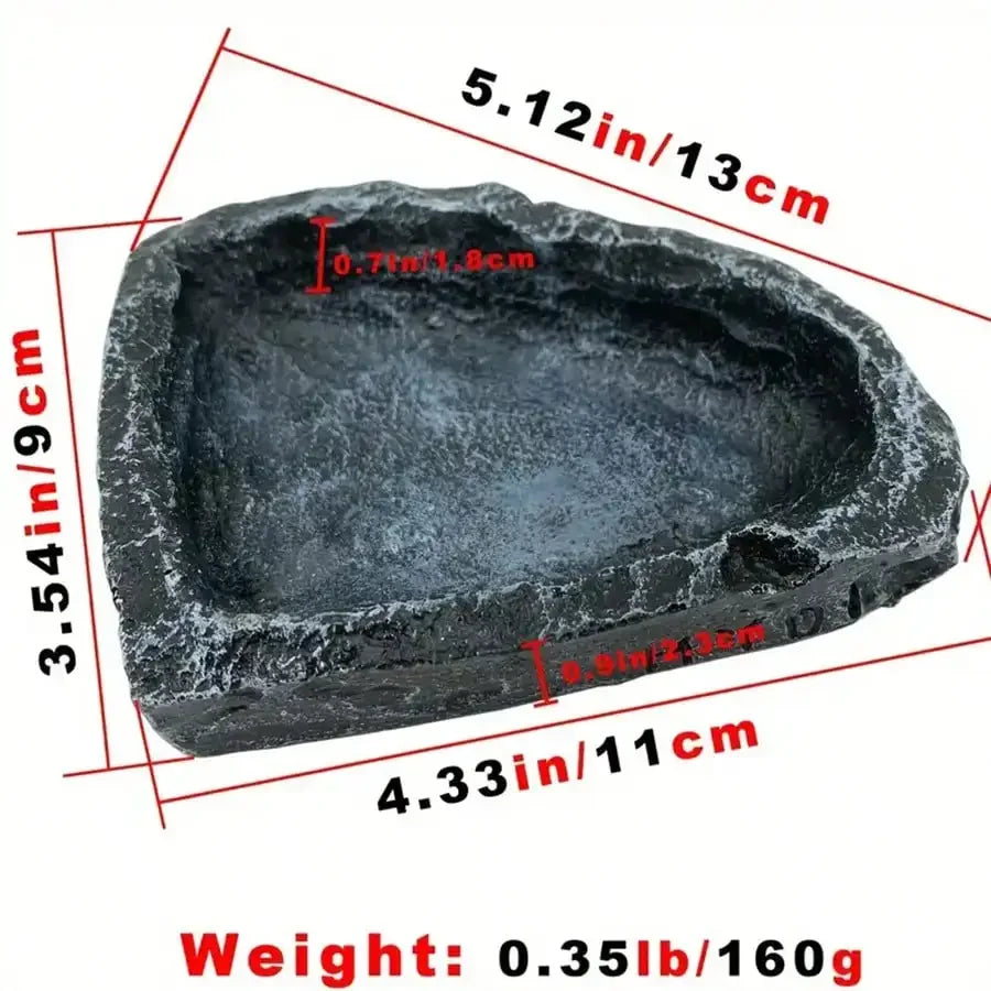Stone-Look Reptile Bowl — Small Feeding & Water Dish for Bearded Dragons