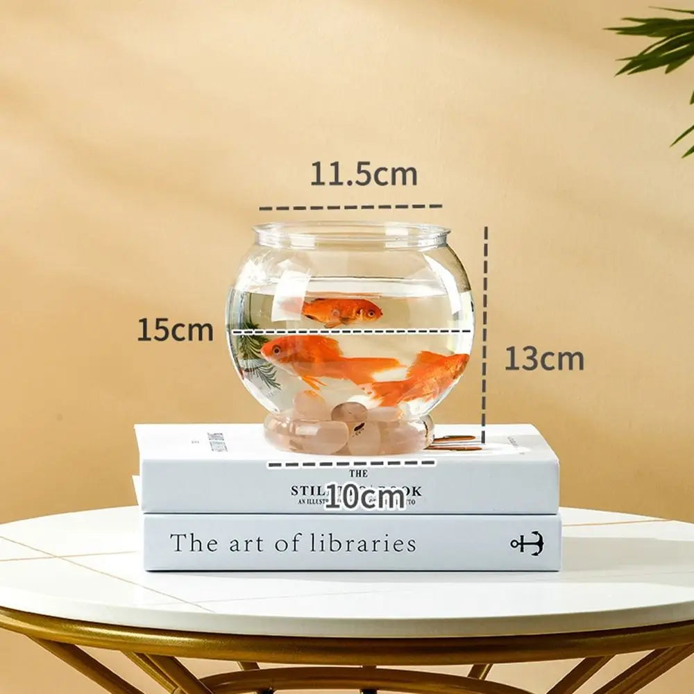 Round Fish Bowl — Clear Plastic Desktop Aquarium for Betta & Small Fish