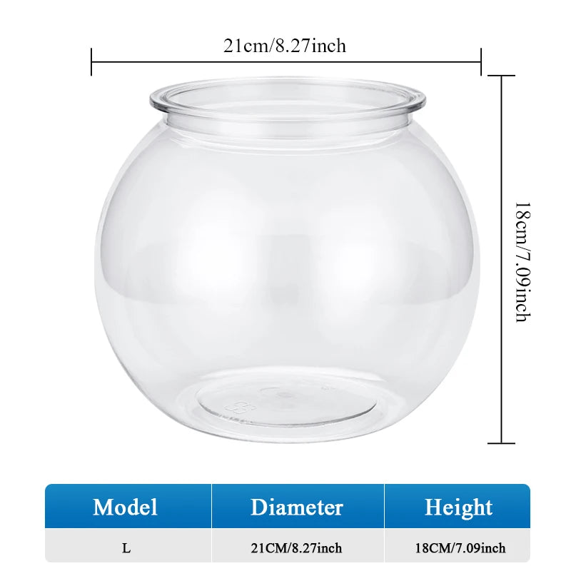 Plastic Fish Tank — Round Desktop Aquarium for Betta & Mini Fish, S/M/L/XL