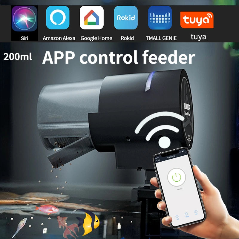 Smart WiFi Aquarium Fish Feeder — App-Controlled Automatic Timer with Voice Command