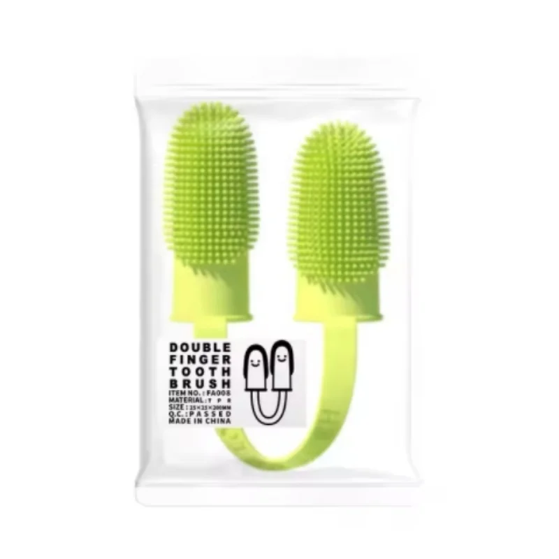 Two-Finger Pet Toothbrush — Silicone Dental Cleaning Tool for Dogs & Cats
