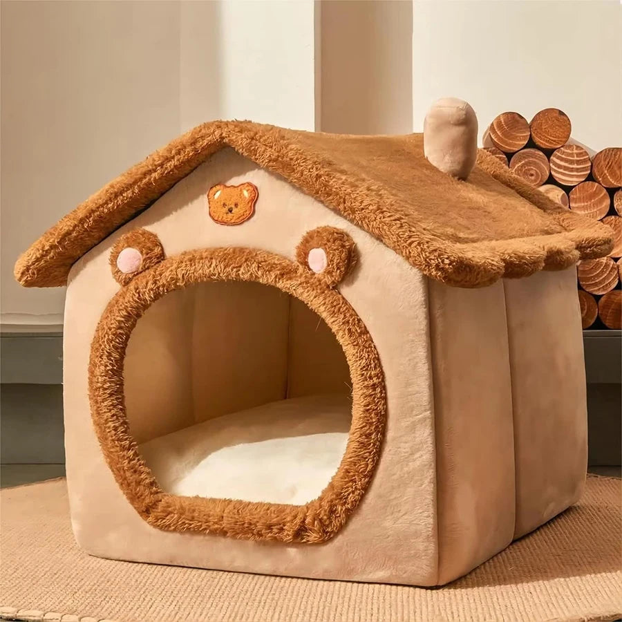 Foldable Pet Cave Bed — Removable Washable Cover for Small Dogs & Cats