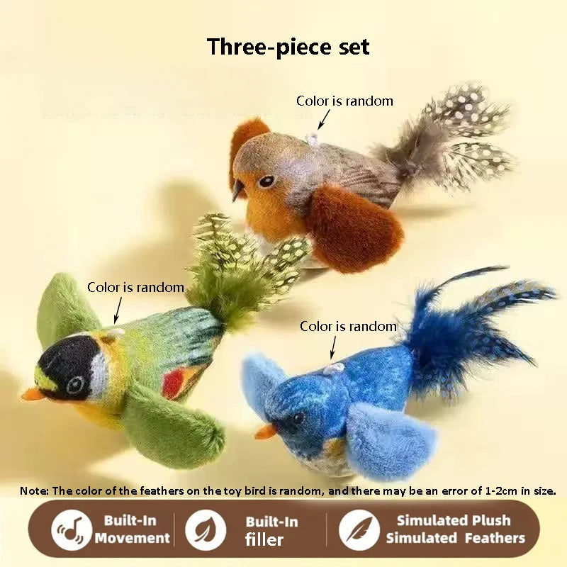 Bird Sound Cat Toy — Elastic Rope Teaser for Scratching & Biting Relief