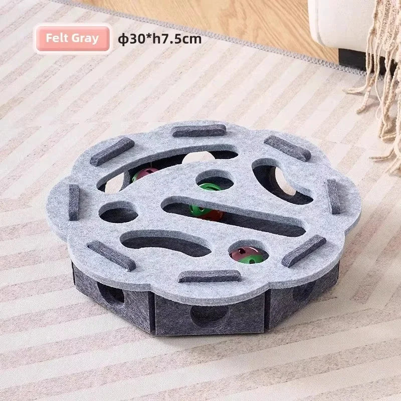 Felt Puzzle Box Cat Toy — Interactive Treat & Ball Game for Indoor Cats
