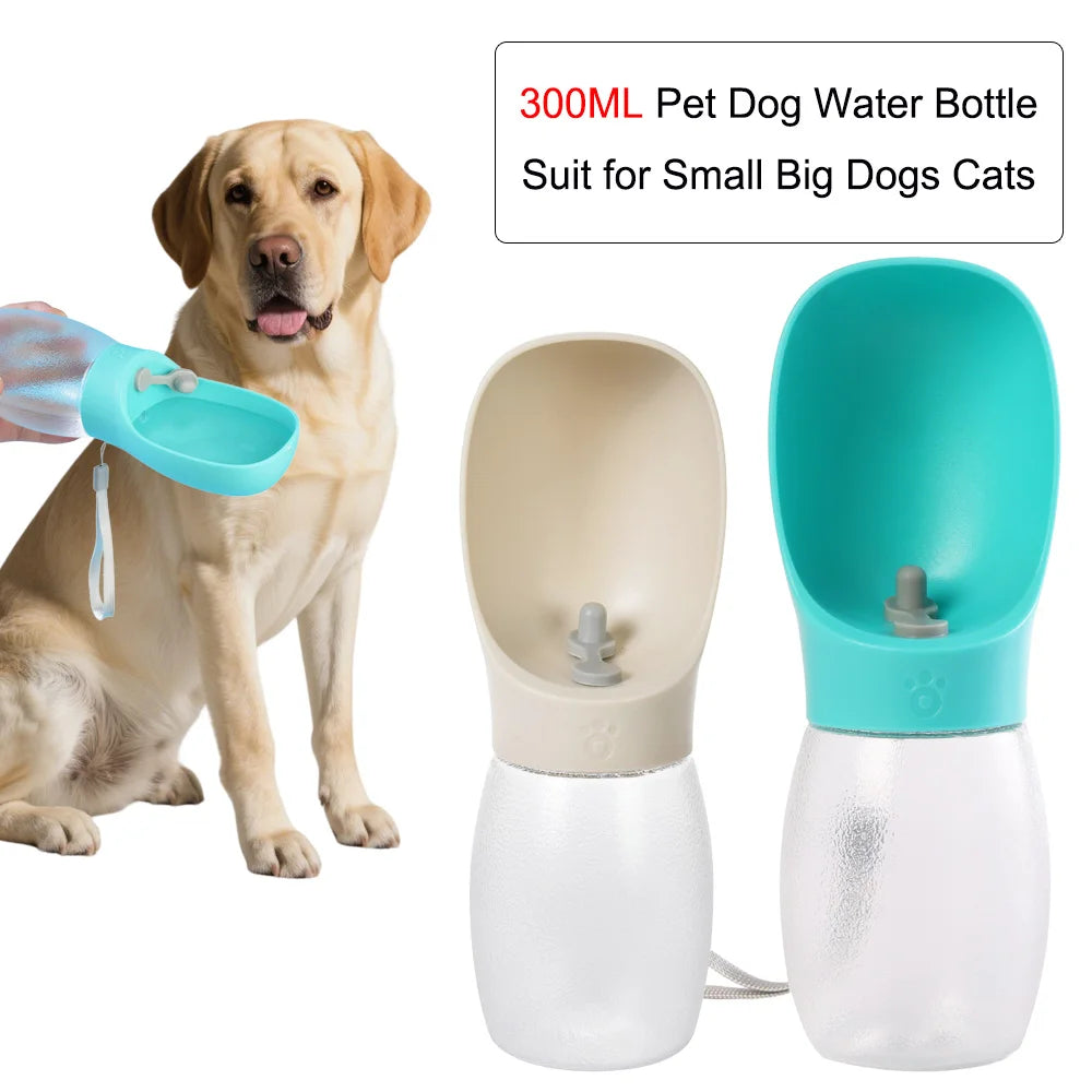 Portable Pet Water Bottle — 300ML Travel Drinking Bowl for Dogs & Cats