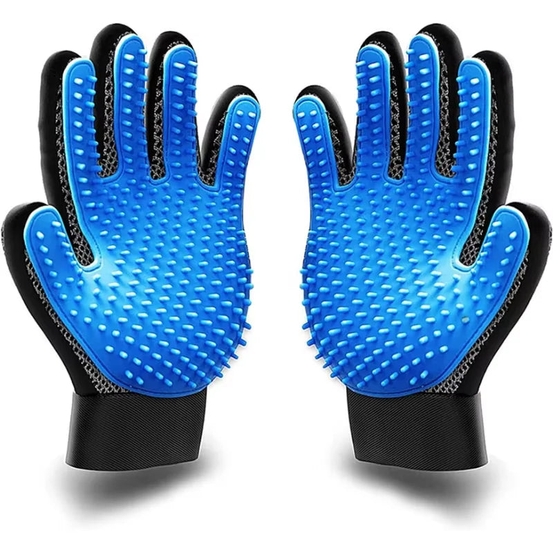 2-Sided Pet Grooming Glove Set — Deshedding Brush & Bath Glove for Dogs, Cats & Rabbits