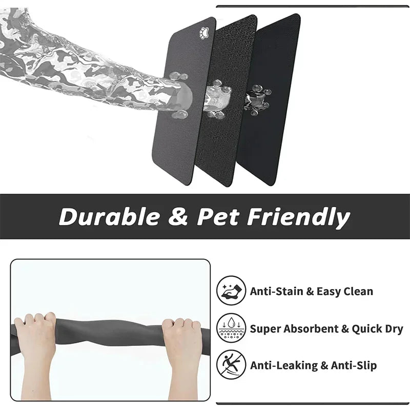 Absorbent Pet Feeding Mat — Quick-Dry Placemat for Dog & Cat Bowls, S/M/L
