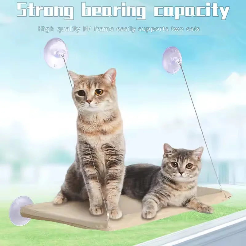 Window-Mounted Cat Hammock Bed — Suction Cup Hanging Perch
