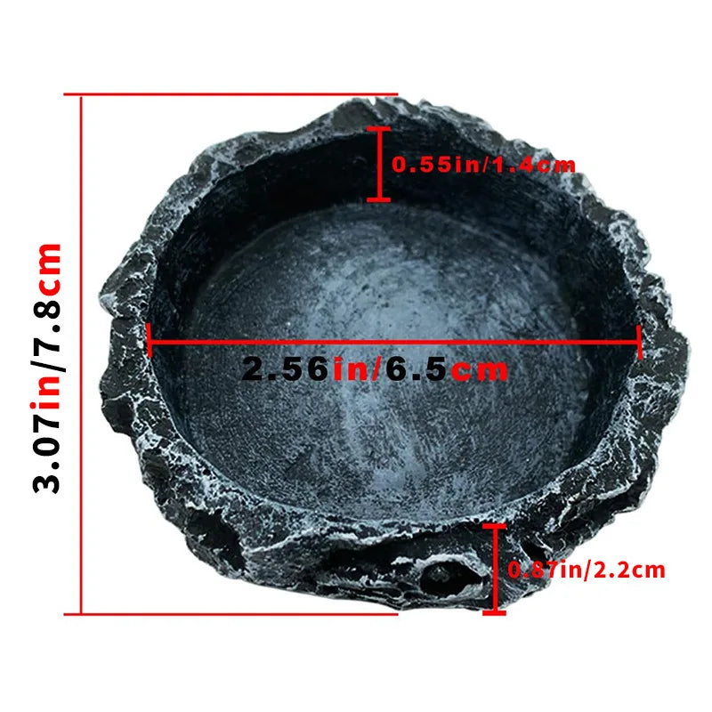 Stone-Texture Reptile Bowl — Food & Water Dish for Bearded Dragons