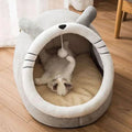 Cartoon Print Cat Bed — Foldable Washable Cave Bed for Small Pets