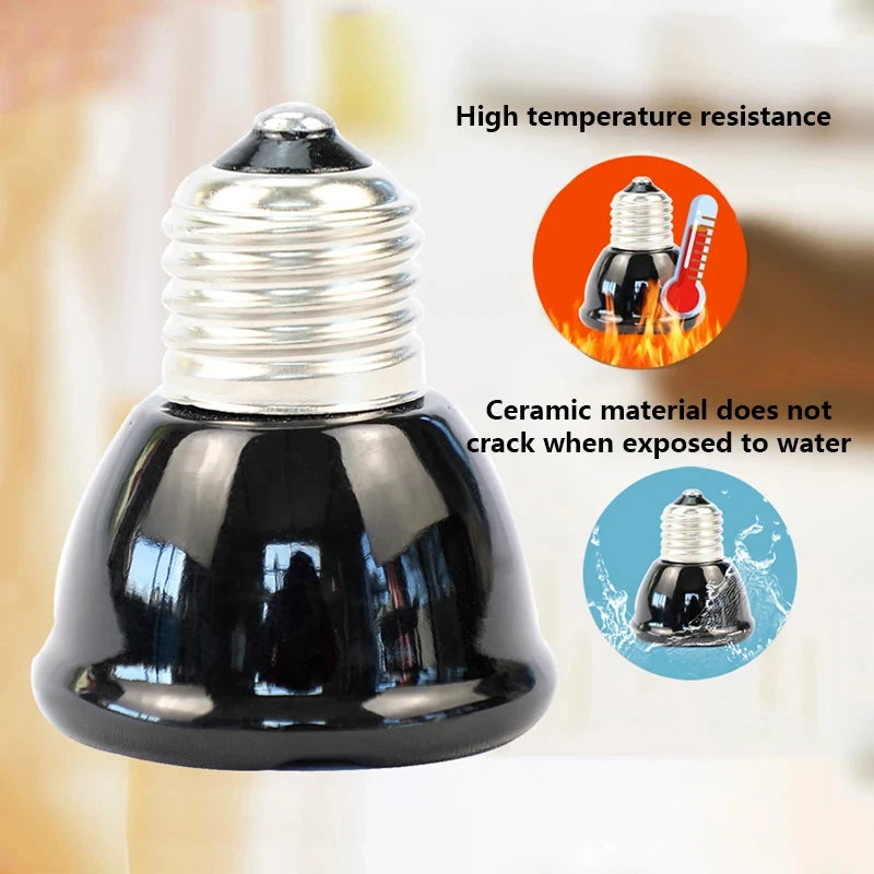 Ceramic Heat Emitter — Infrared Heat Lamp for Reptile Terrariums, 25W–75W