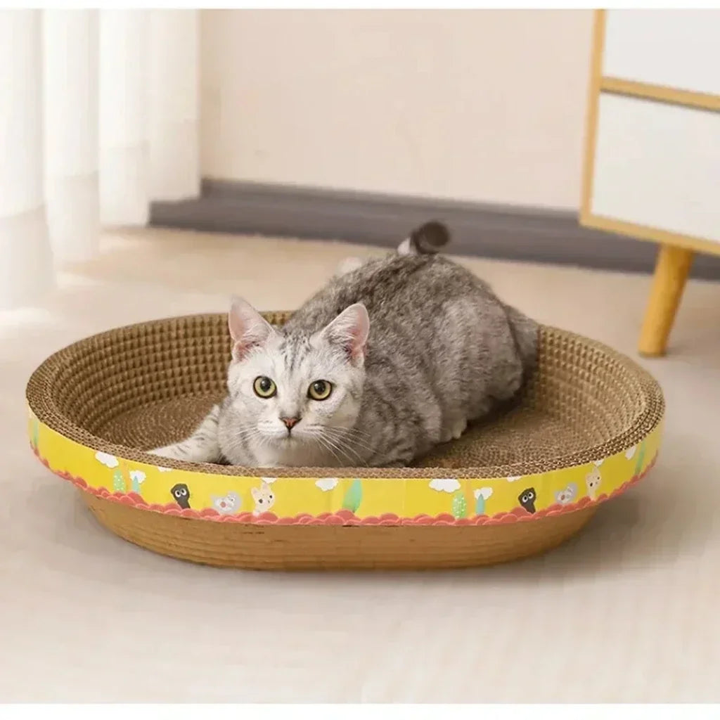 Corrugated Cardboard Cat Scratcher — Oval Scratching Pad in Fun Shapes