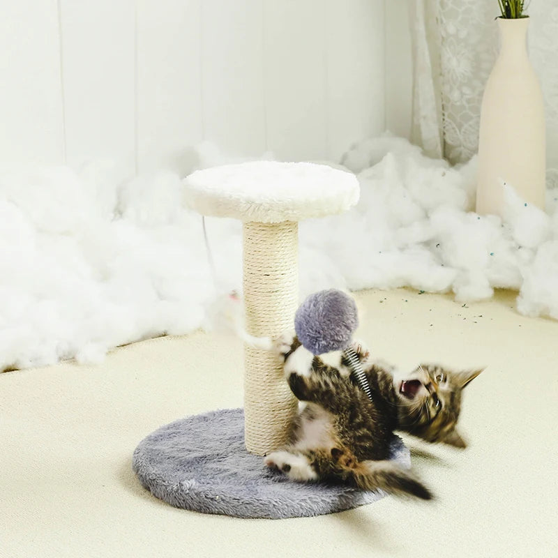 Cat Tree Tower with Scratching Post — Interactive Ball & Plush Mouse Toy