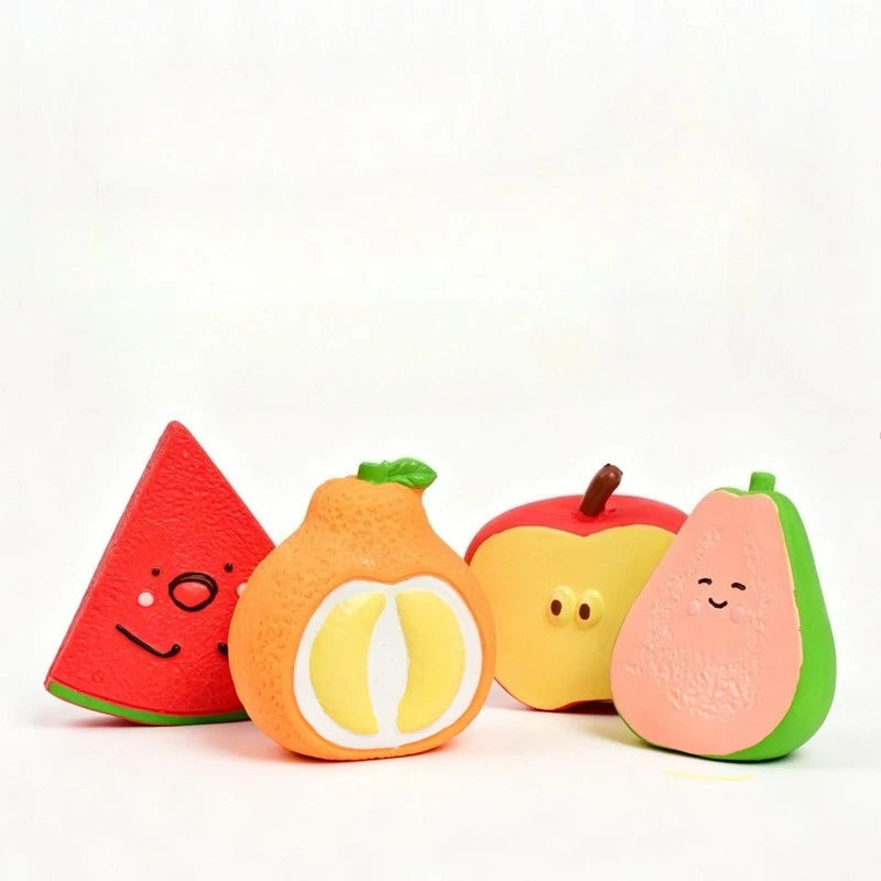 Latex Fruit Chew Toy — Squeaky Bite-Resistant Toy for Puppies & Small Dogs