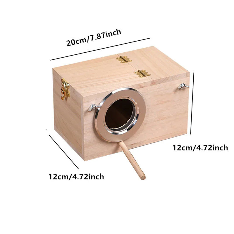Wooden Bird Nesting Box — Breeding & Hatching House for Parakeets & Lovebirds
