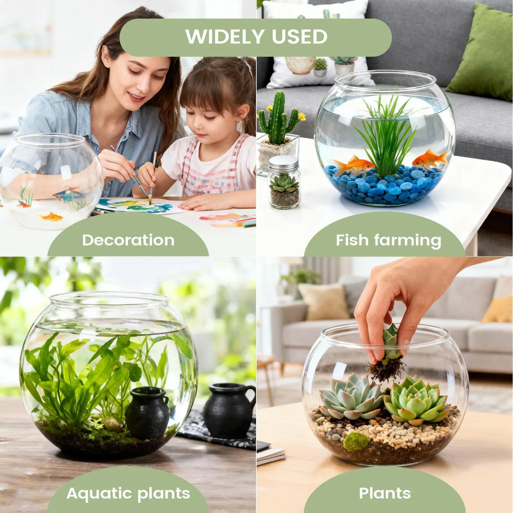 Fish Bowl Vase — Clear Shatter-Resistant Aquarium Accessory & Table Centerpiece