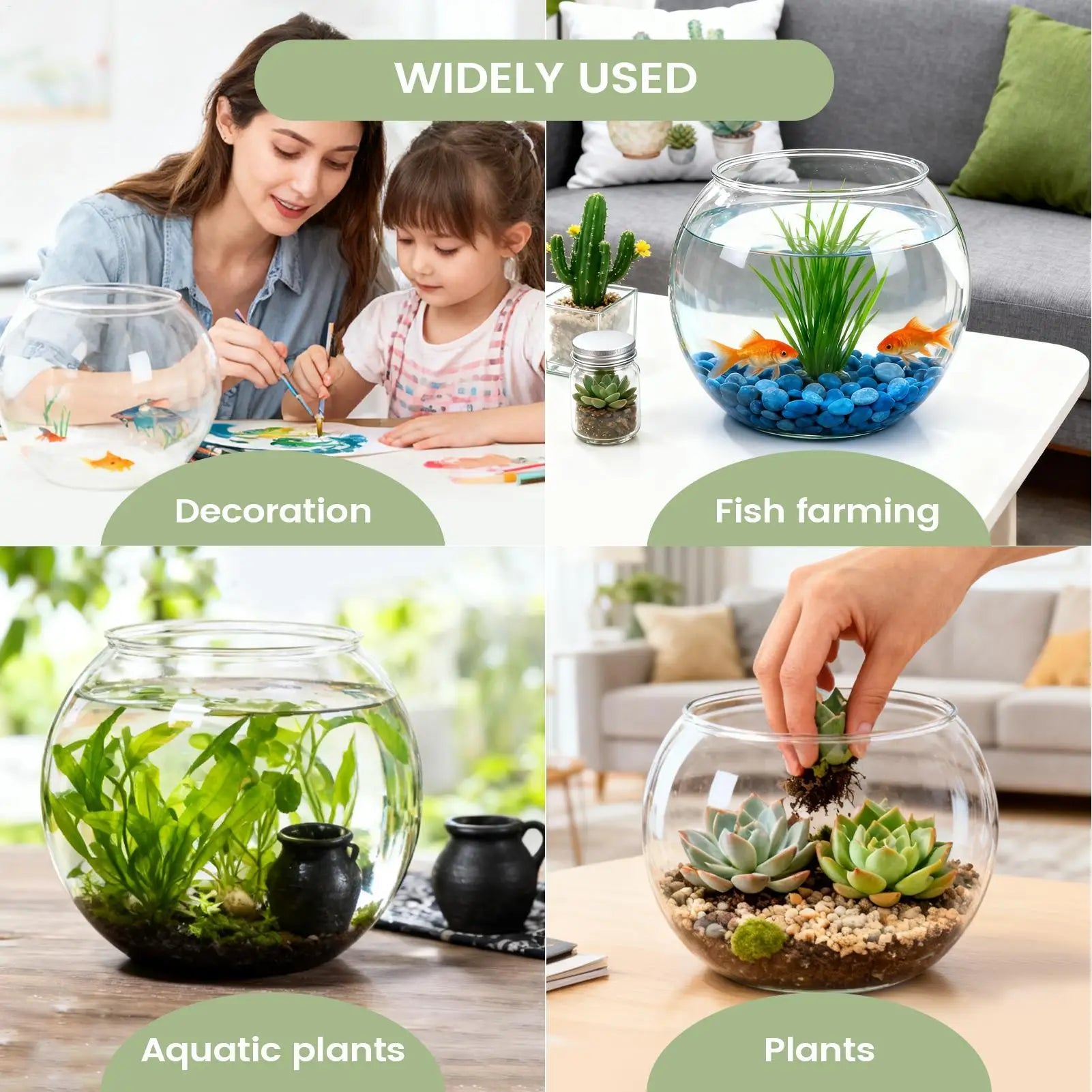 Fish Bowl Vase — Clear Shatter-Resistant Aquarium Accessory & Table Centerpiece