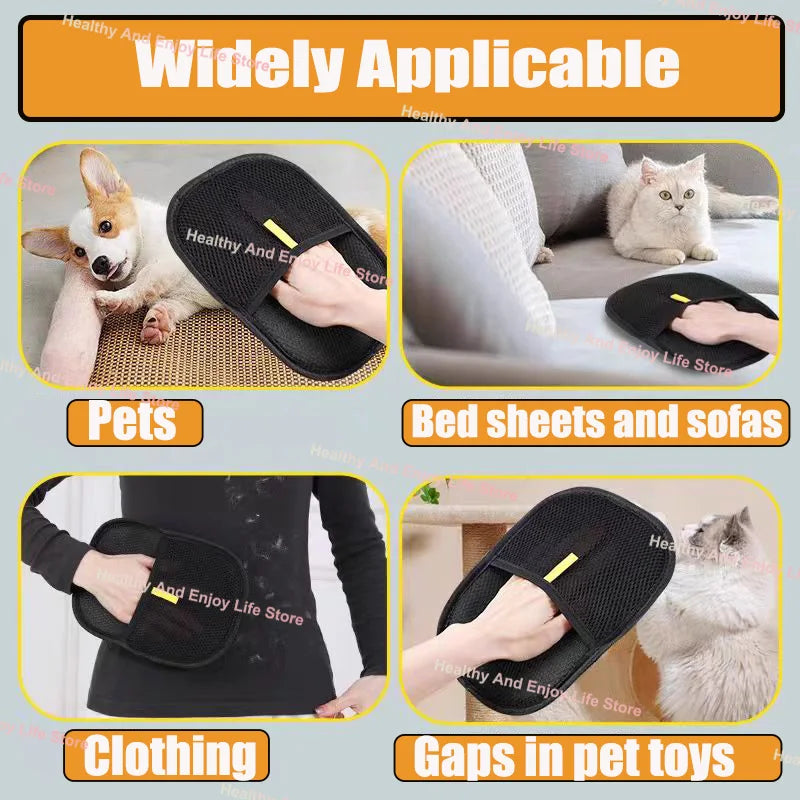 Double-Sided Pet Hair Cleaning Gloves — Deshedding Glove Set for Dogs & Cats
