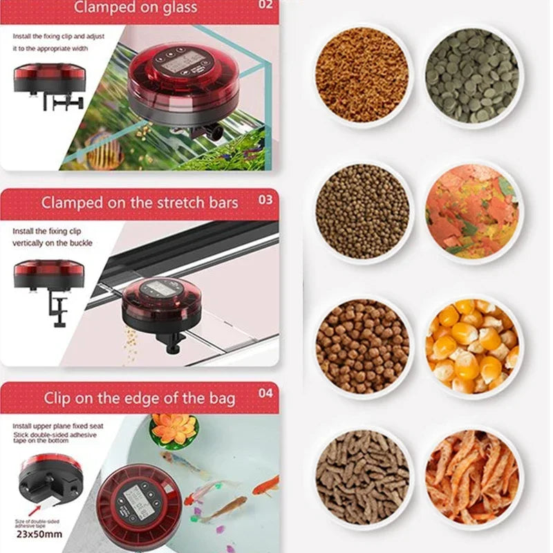Automatic Aquarium Fish Feeder — Rechargeable Timer with LCD Display