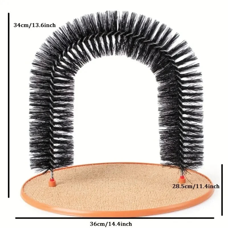 Arch Cat Scratcher & Self-Groomer — Wall-Mounted Massage Board with Brush