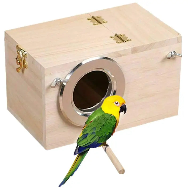 Wooden Bird Nesting Box — Breeding & Hatching House for Parakeets & Lovebirds