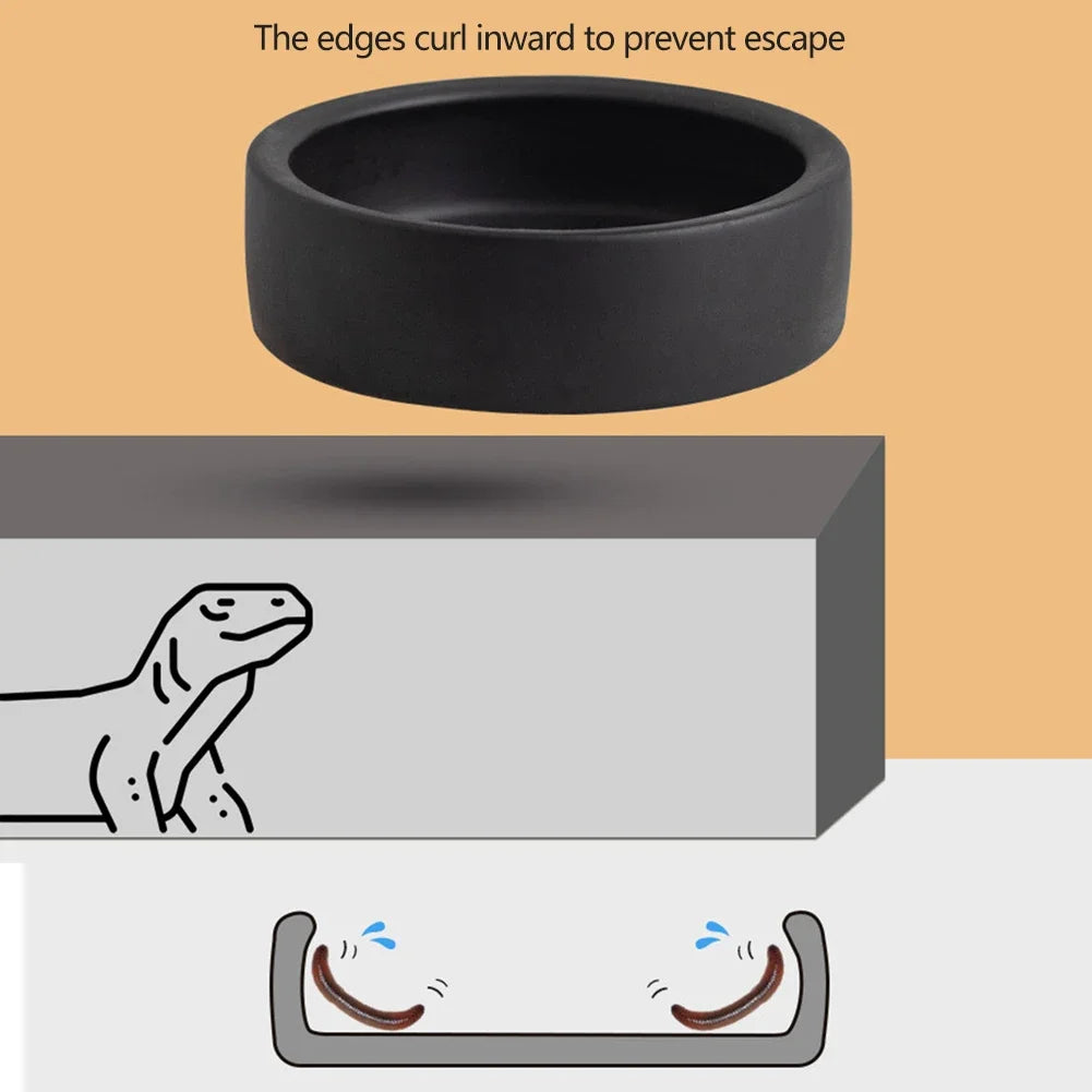 Anti-Escape Ceramic Reptile Bowl — Food & Water Dish for Geckos & Hermit Crabs