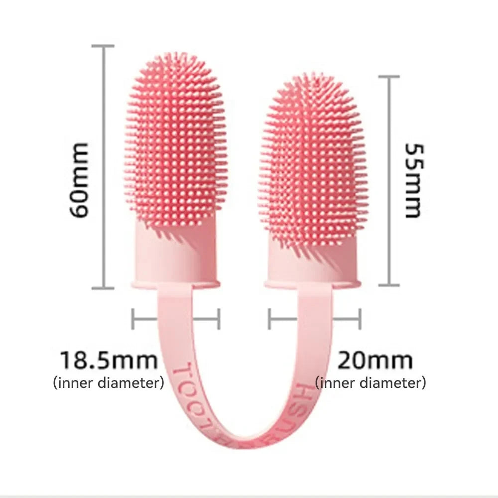 Two-Finger Pet Toothbrush — Silicone Dental Cleaning Tool for Dogs & Cats