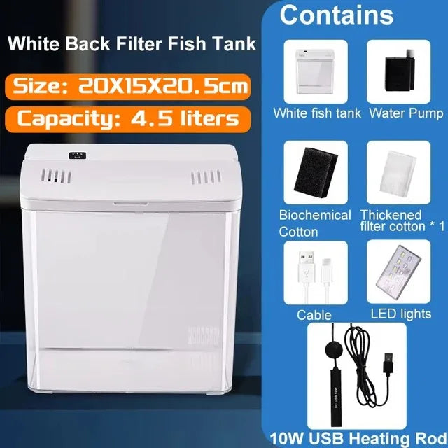 Self-Circulating Goldfish Tank — Tabletop Aquarium with Optional Heater