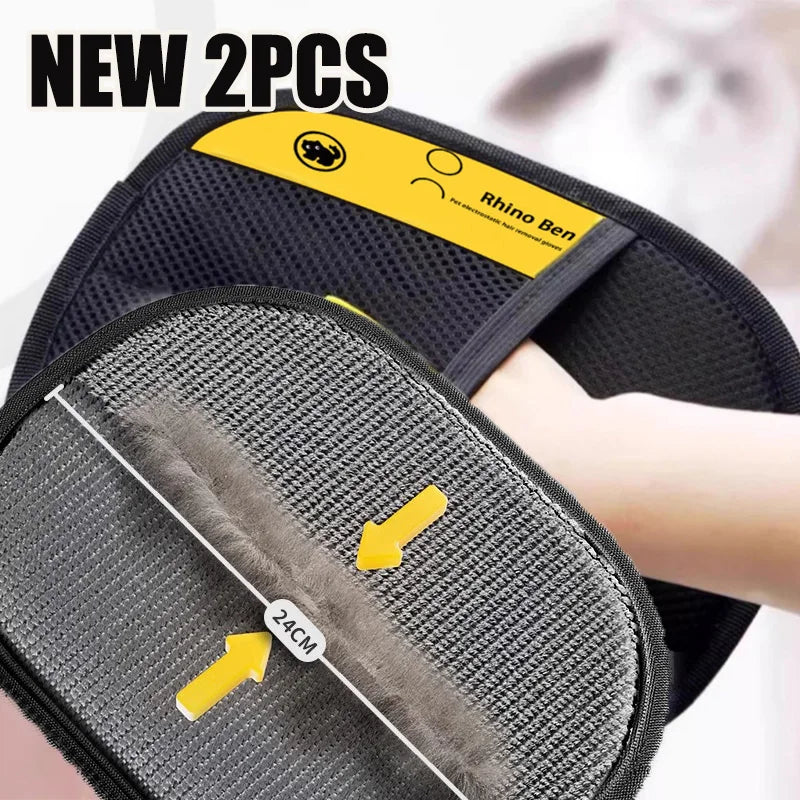 Double-Sided Pet Hair Cleaning Gloves — Deshedding Glove Set for Dogs & Cats
