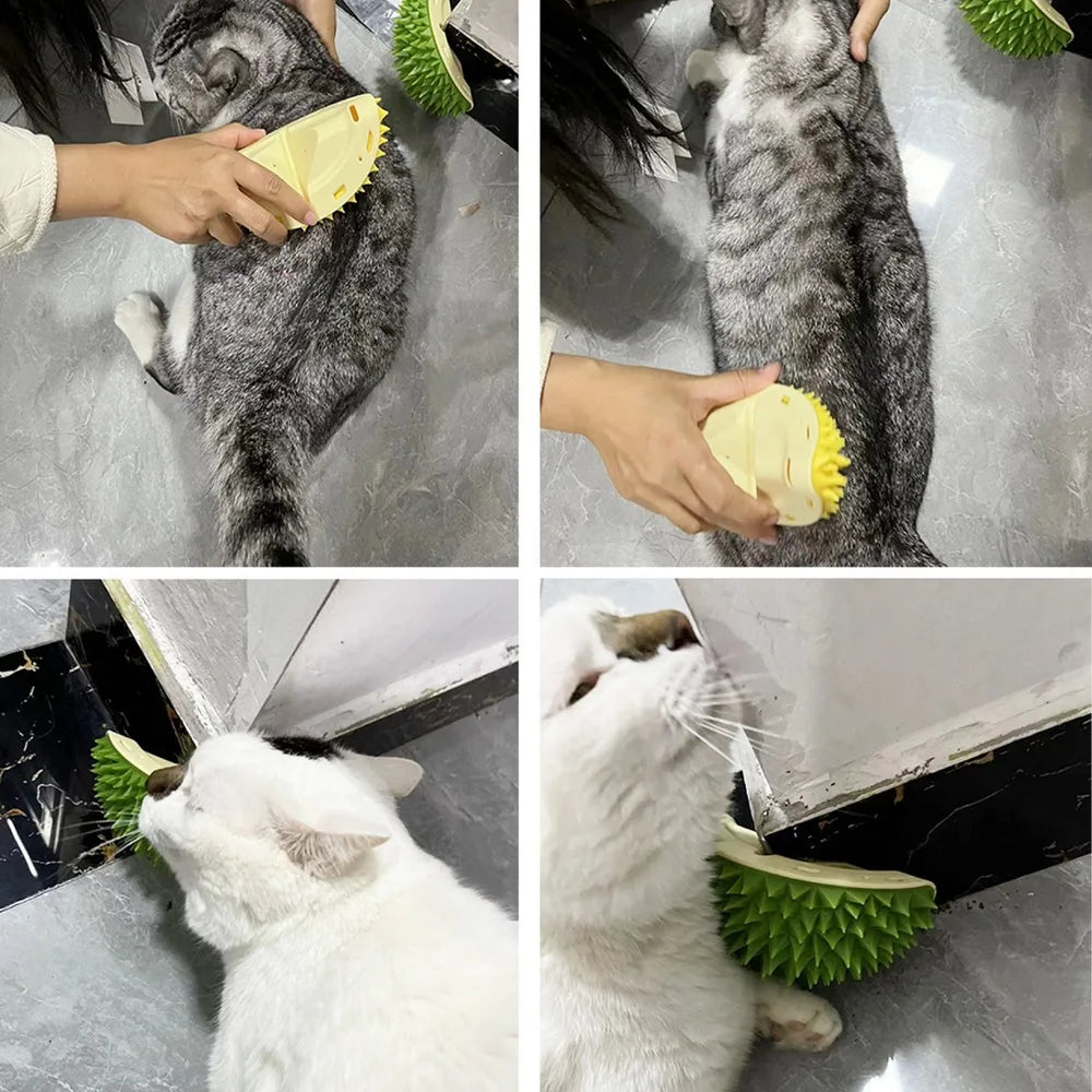 Self-Grooming Cat Scratcher Brush — Wall-Mounted Massage Comb for Shedding