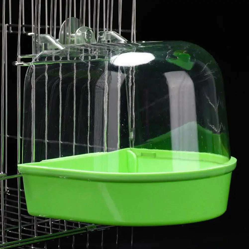 Clear Hanging Bird Bath — Cage Shower Box for Parakeets, Budgies & Canaries