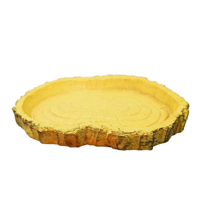 Resin Reptile Feeder Bowl — Rock-Style Food & Water Dish for Turtles & Lizards