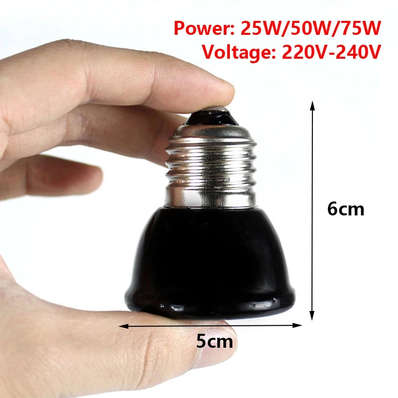 Ceramic Heat Emitter — Infrared Heat Lamp for Reptile Terrariums, 25W–75W
