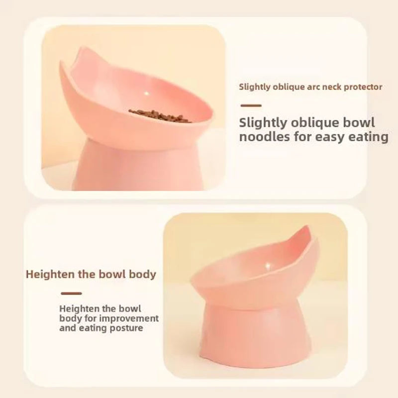 Anti-Tip Raised Cat Bowl — Ear-Protecting Design for Flat-Faced Cats