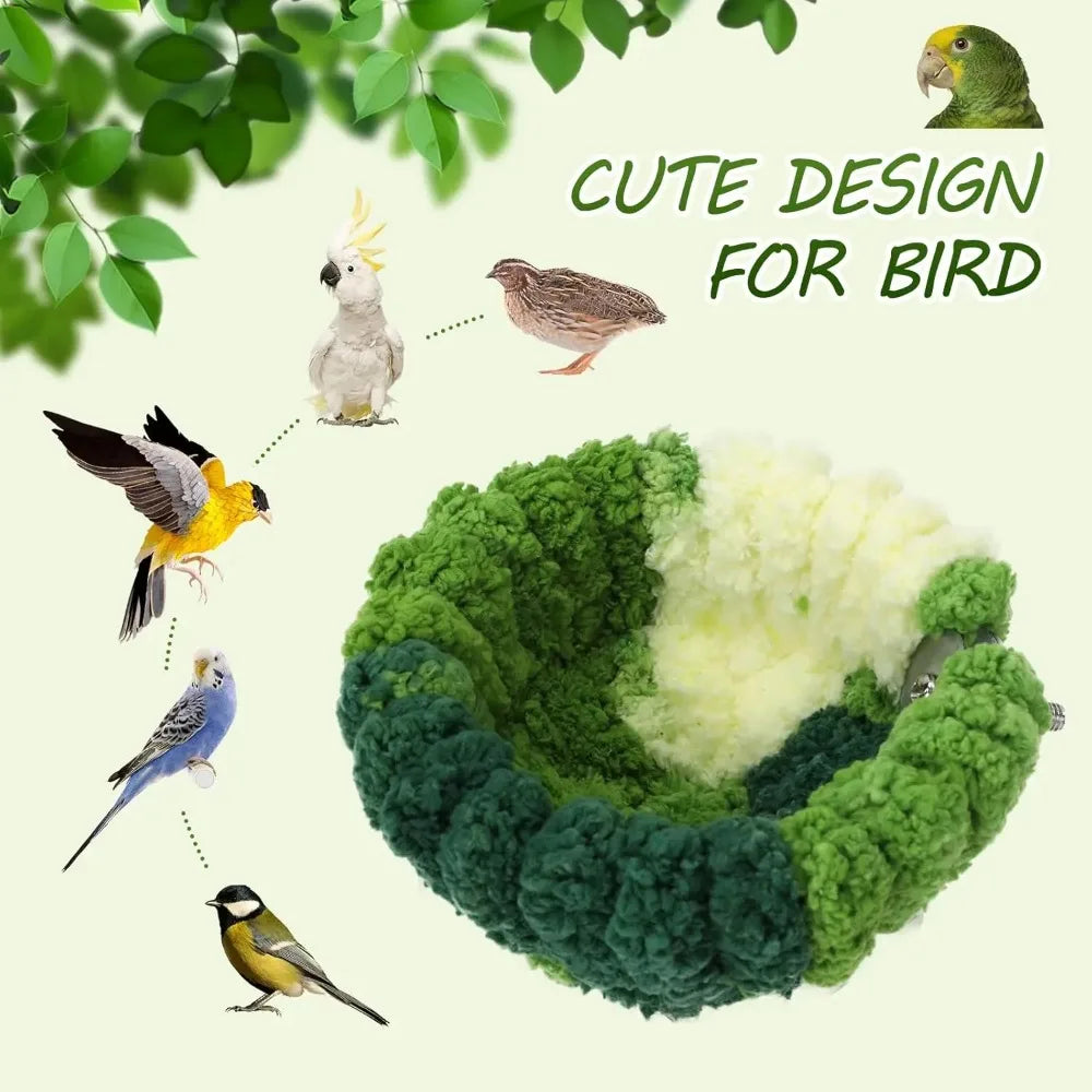Plush Hanging Bird Nest — Soft Cotton Breeding Bed for Parakeets & Small Birds, S/L