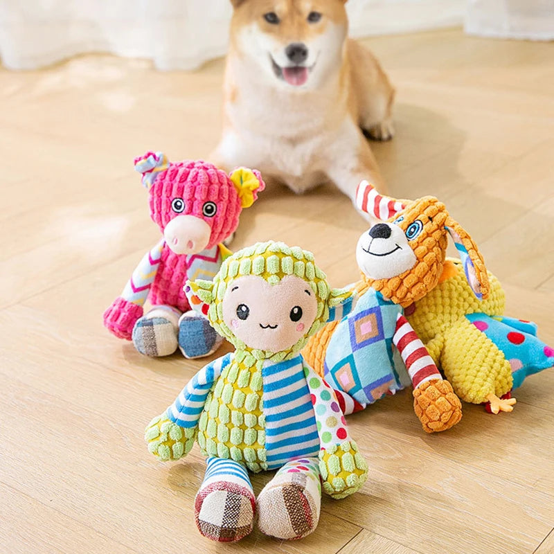 Plush Animal Squeaky Puzzle Toy — Bite-Resistant Chew Toy for Cats & Dogs