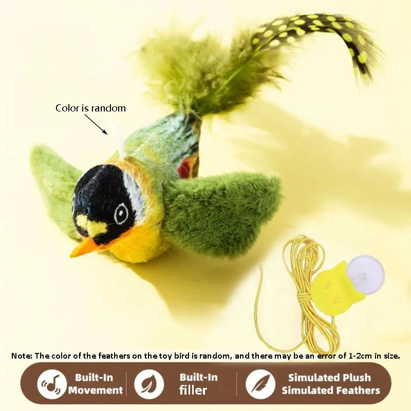 Bird Sound Cat Toy — Elastic Rope Teaser for Scratching & Biting Relief