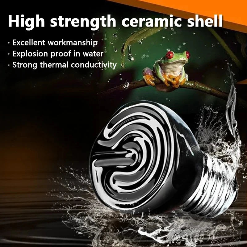 Ceramic Heat Emitter — Infrared Heat Lamp for Reptile Terrariums, 25W–75W