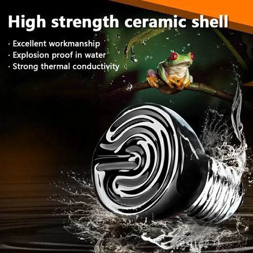 Ceramic Heat Emitter — Infrared Heat Lamp for Reptile Terrariums, 25W–75W