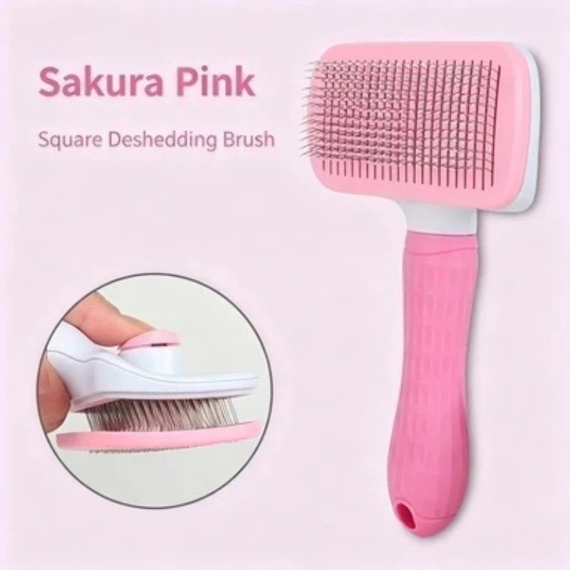 One-Click Hair Removal Comb — Bent Needle Slicker Brush for Dogs & Cats