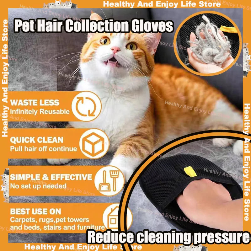 Double-Sided Pet Hair Cleaning Gloves — Deshedding Glove Set for Dogs & Cats
